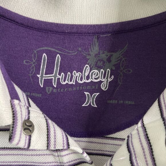 HURLEY Polo Shirt Mens Medium Y2K Vintage Skate Popped Collar Freedom of Choice - Picture 2 of 9